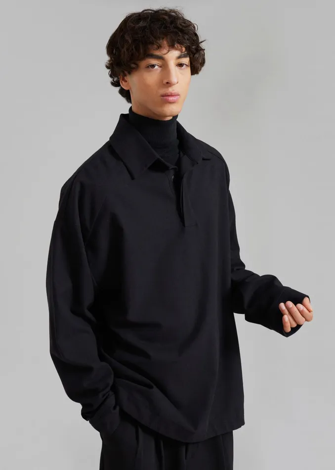 The Frankie Shop Tops Dennis Drawstring Polo 8211 Black 8211 Men