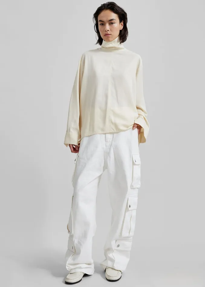 The Frankie Shop Tops Dion Asymmetric Blouse 8211 Beige 8211 Women