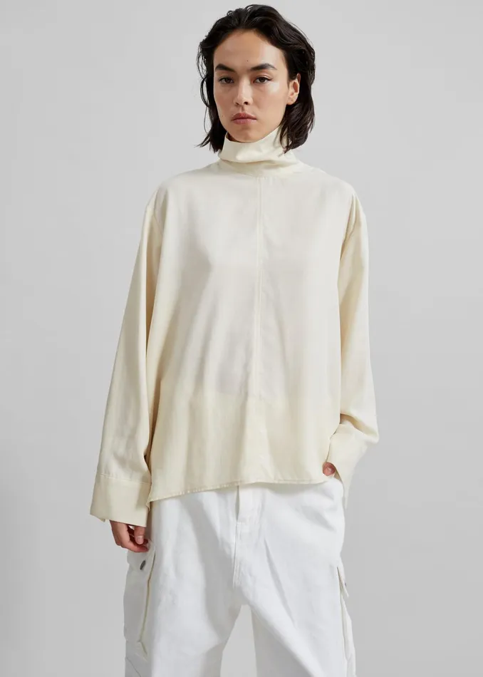 The Frankie Shop Tops Dion Asymmetric Blouse 8211 Beige 8211 Women
