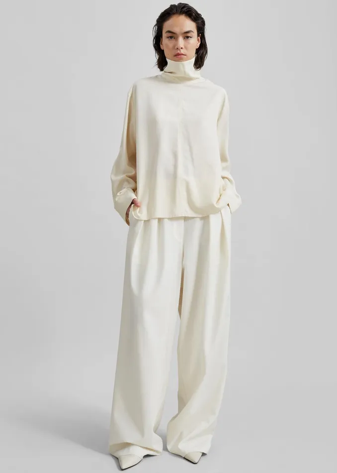 The Frankie Shop Tops Dion Asymmetric Blouse 8211 Beige 8211 Women