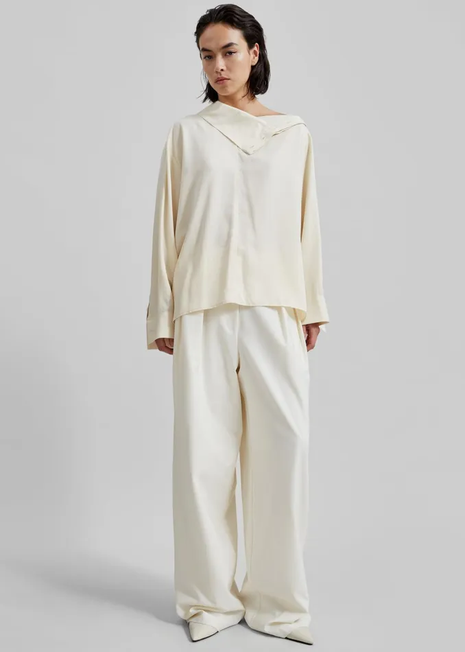 The Frankie Shop Tops Dion Asymmetric Blouse 8211 Beige 8211 Women