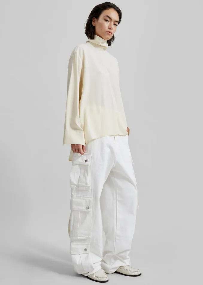 The Frankie Shop Tops Dion Asymmetric Blouse 8211 Beige 8211 Women