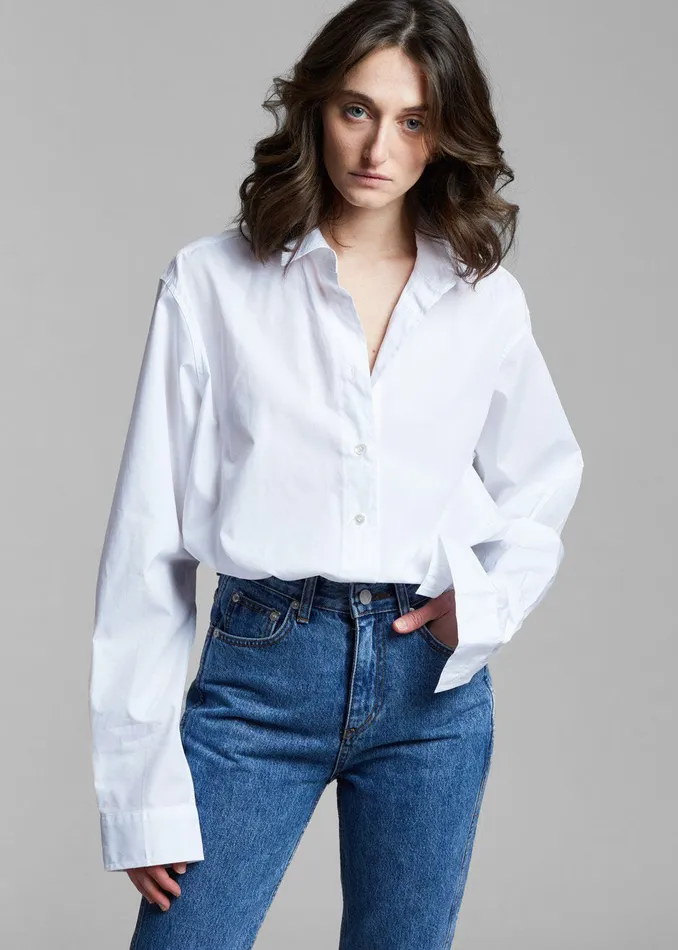 The Frankie Shop Tops Dusky Classic Oversized Shirt 8211 White 8211 Women