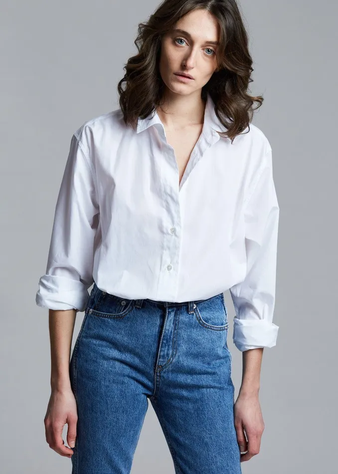 The Frankie Shop Tops Dusky Classic Oversized Shirt 8211 White 8211 Women