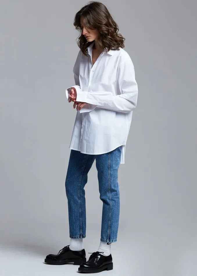 The Frankie Shop Tops Dusky Classic Oversized Shirt 8211 White 8211 Women
