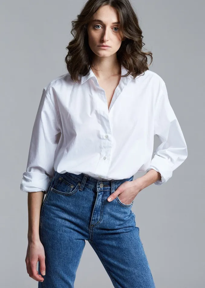 The Frankie Shop Tops Dusky Classic Oversized Shirt 8211 White 8211 Women