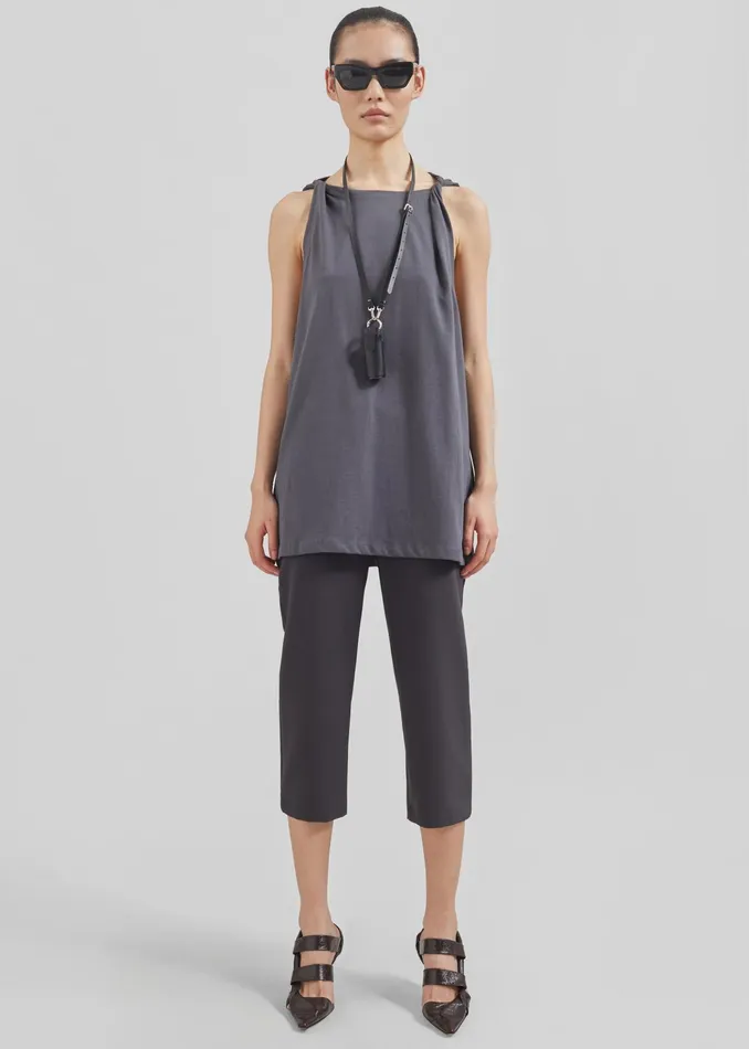 The Frankie Shop Tops Erika Twisted Sleeve Tank 8211 Charcoal 8211 Women