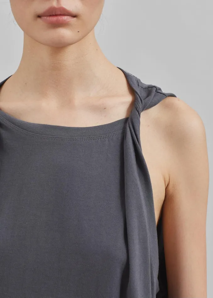 The Frankie Shop Tops Erika Twisted Sleeve Tank 8211 Charcoal 8211 Women