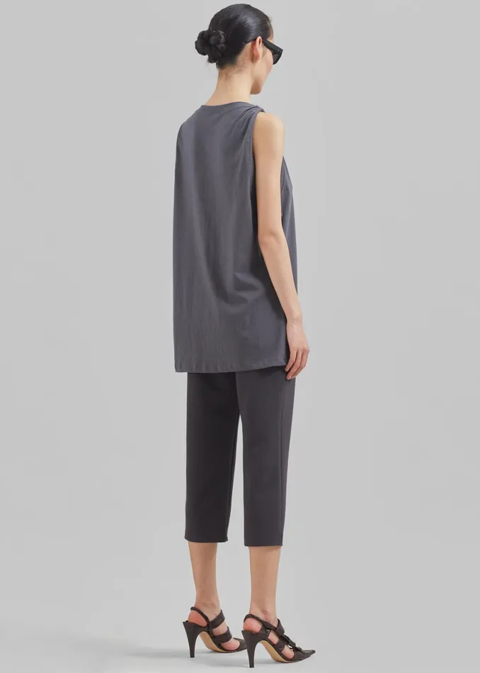 The Frankie Shop Tops Erika Twisted Sleeve Tank 8211 Charcoal 8211 Women