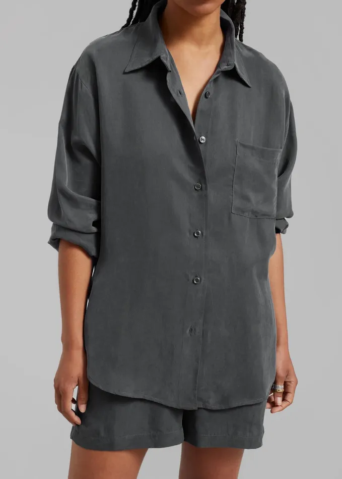 The Frankie Shop Tops Haneul Shirt 8211 Charcoal 8211 Women