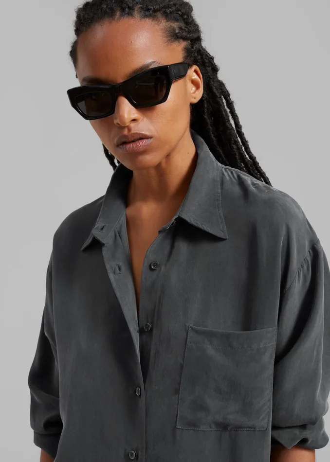 The Frankie Shop Tops Haneul Shirt 8211 Charcoal 8211 Women
