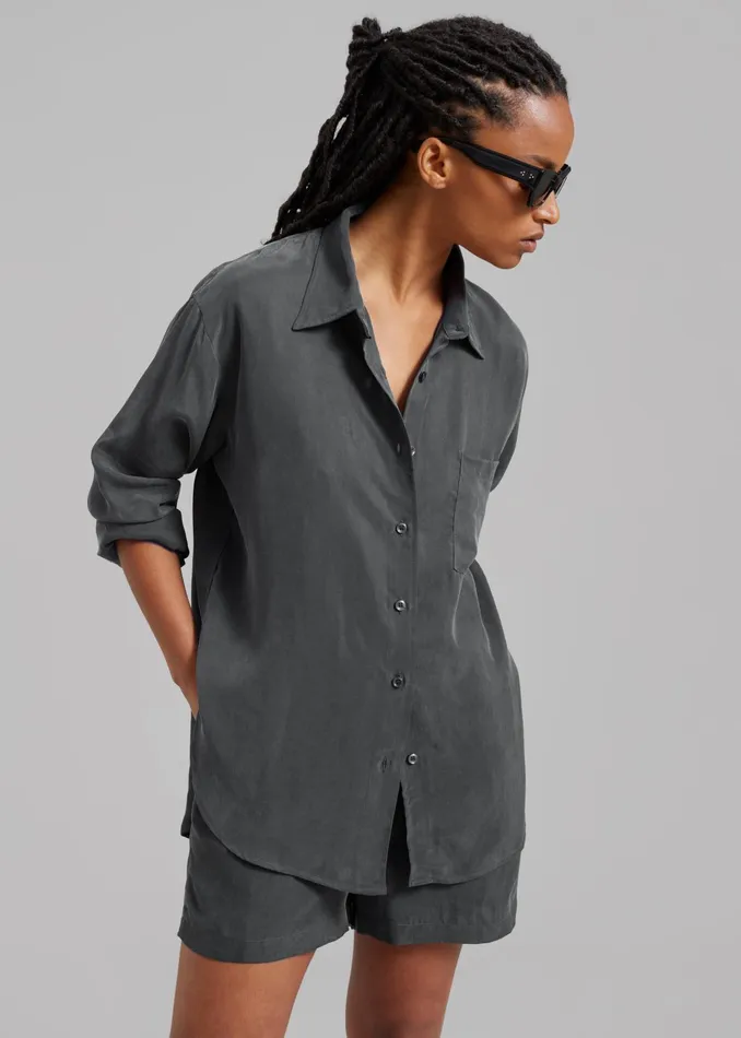 The Frankie Shop Tops Haneul Shirt 8211 Charcoal 8211 Women