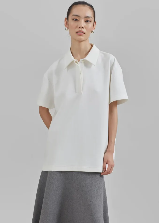 The Frankie Shop Tops Harper Polo Shirt 8211 White 8211 Women