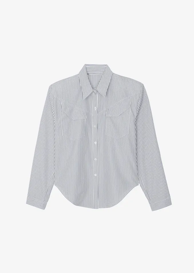 The Frankie Shop Tops Jeanne Padded Shirt 8211 Black Stripe 8211 Women