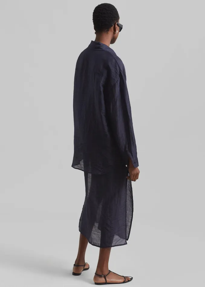 The Frankie Shop Tops Madeline Sheer Shirt 8211 Navy 8211 Women
