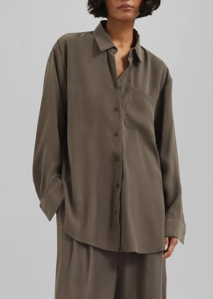 The Frankie Shop Tops Meilen Shirt 8211 Olive 8211 Women