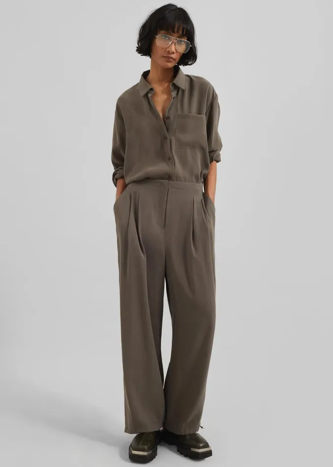 The Frankie Shop Tops Meilen Shirt 8211 Olive 8211 Women