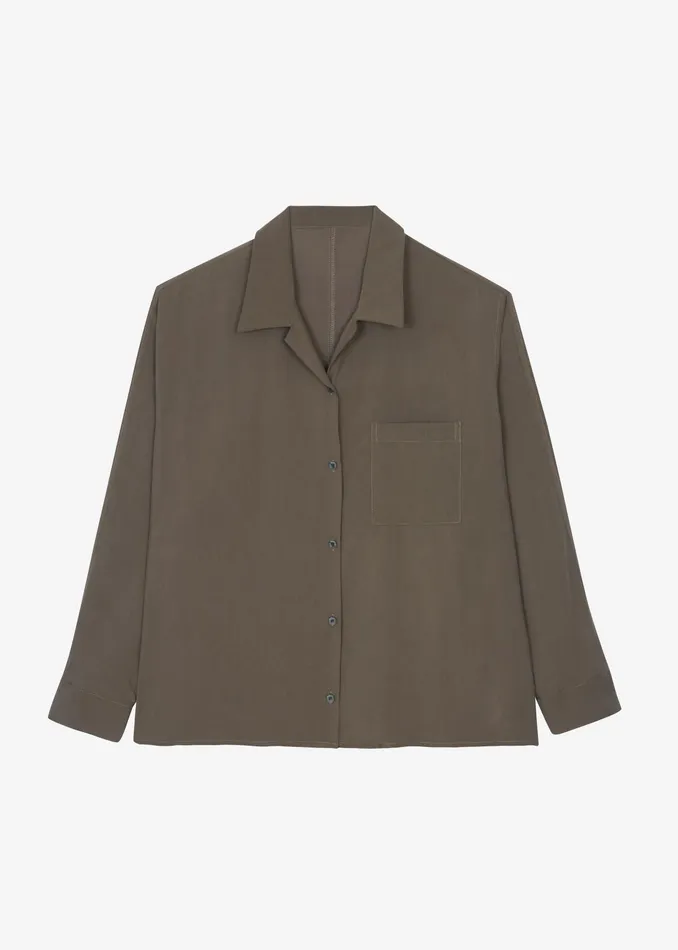 The Frankie Shop Tops Meilen Shirt 8211 Olive 8211 Women