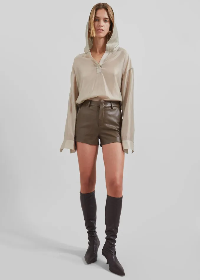 The Frankie Shop Tops Moraine Hooded Blouse 8211 Beige 8211 Women
