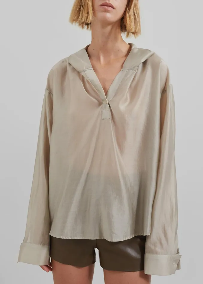 The Frankie Shop Tops Moraine Hooded Blouse 8211 Beige 8211 Women