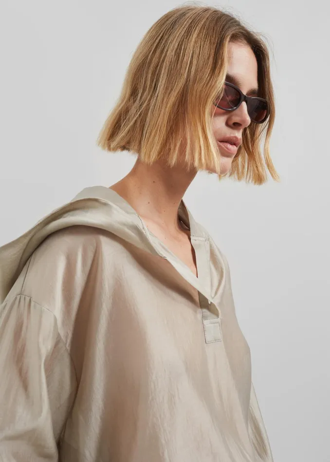 The Frankie Shop Tops Moraine Hooded Blouse 8211 Beige 8211 Women