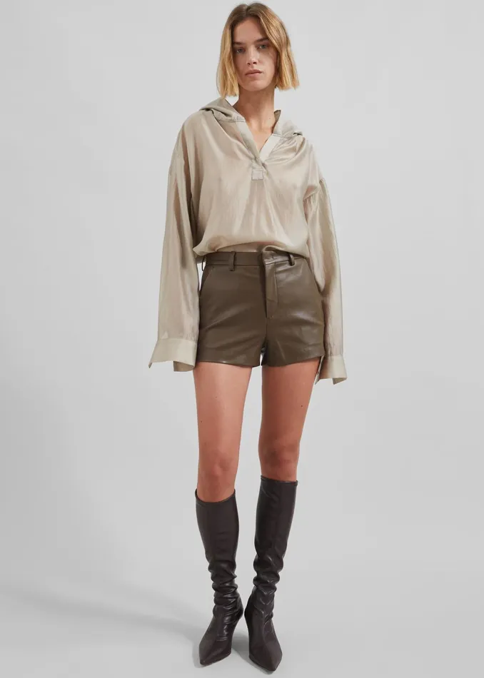 The Frankie Shop Tops Moraine Hooded Blouse 8211 Beige 8211 Women