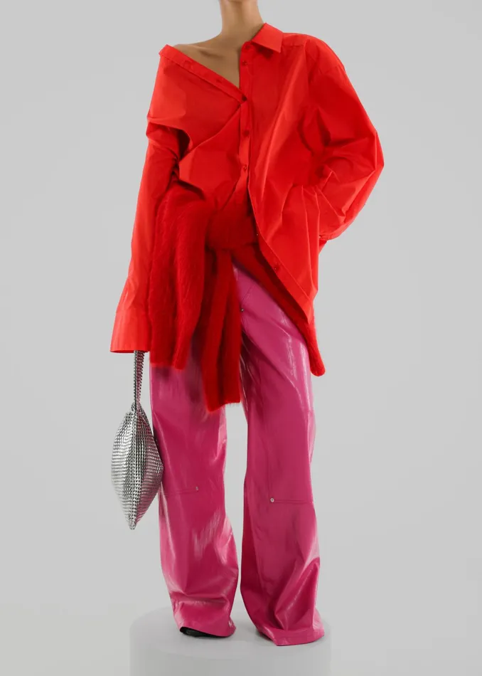 The Frankie Shop Tops Prato Button Up Shirt 8211 Red 8211 Women