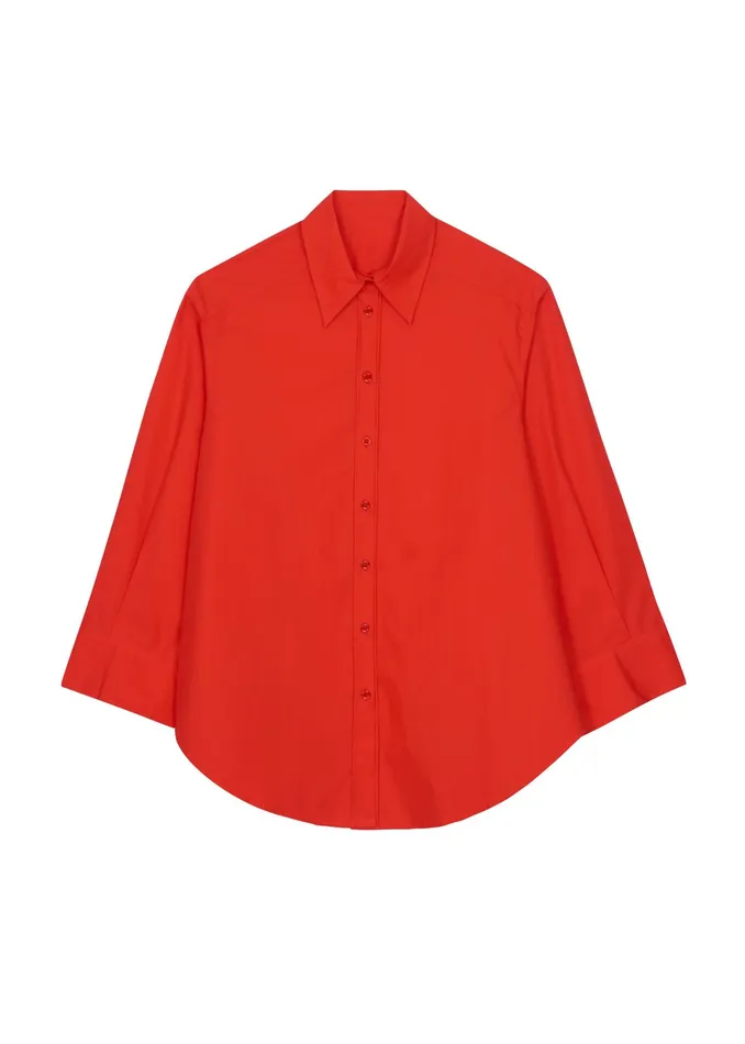 The Frankie Shop Tops Prato Button Up Shirt 8211 Red 8211 Women