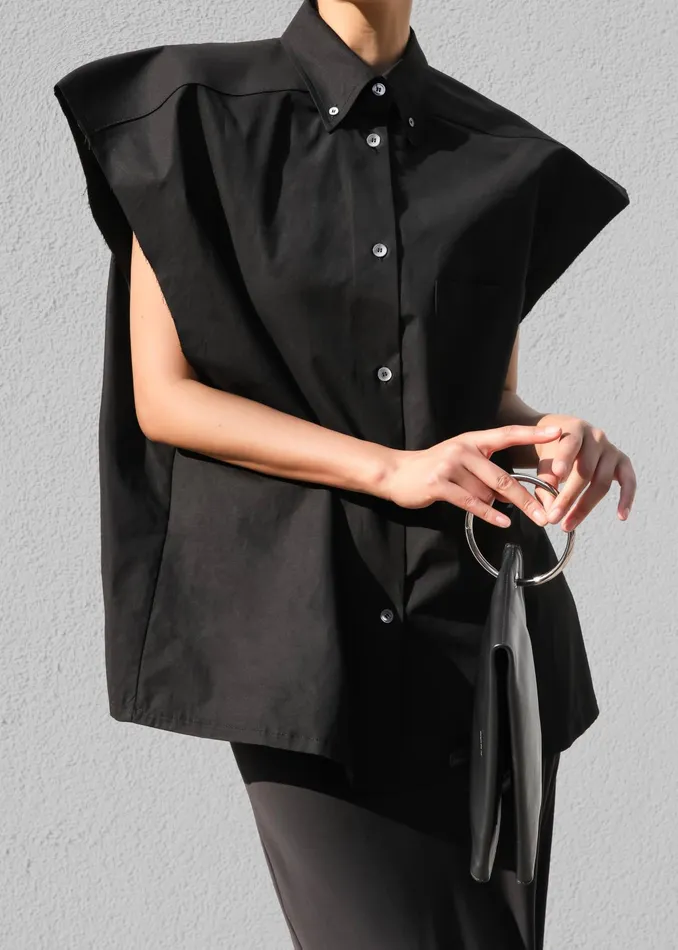 The Frankie Shop Tops Rae Sleeveless Button Down Shirt 8211 Black 8211 Women
