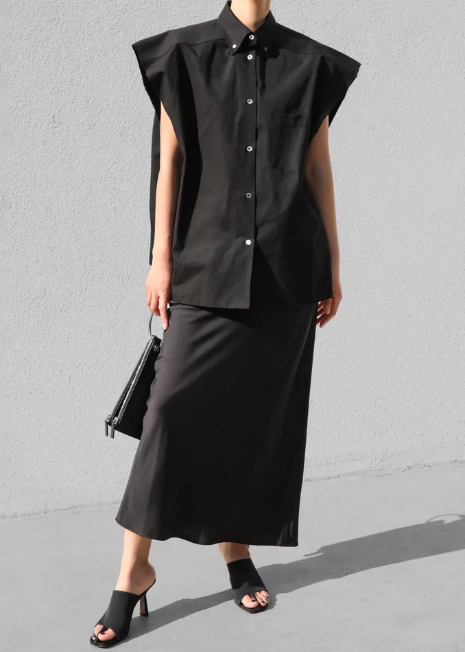 The Frankie Shop Tops Rae Sleeveless Button Down Shirt 8211 Black 8211 Women