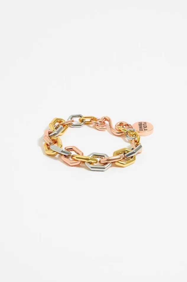Threetone Hexagonal Chain Bracelet Multigold Women Bimba Y Lola Bracelets