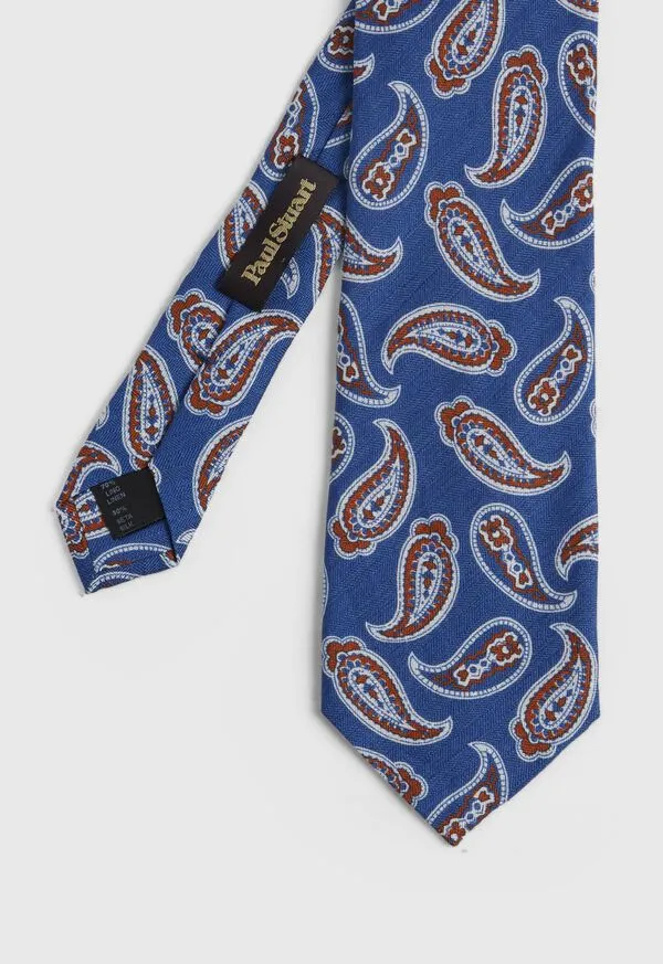 Ties Mens Linen and Silk Summer Paisley Tie Blue Paulstuart