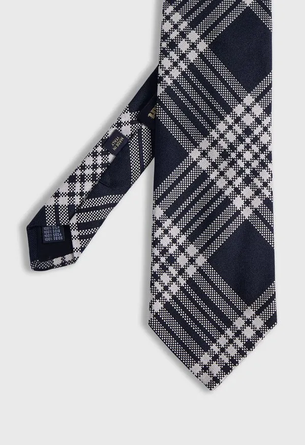 Ties Mens Woven Silk Plaid Tie Black Paulstuart