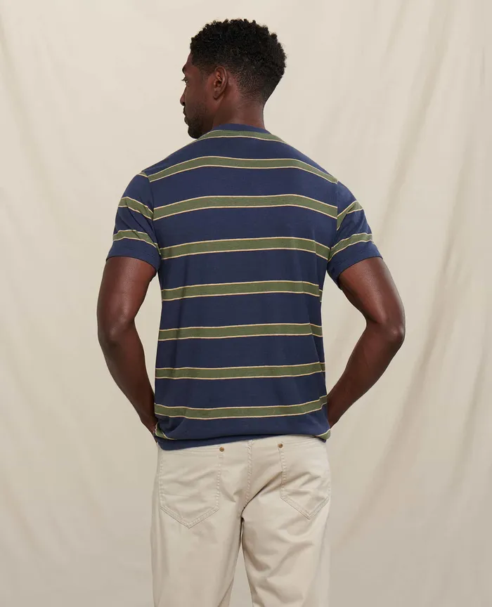 ToadandCo Grom Hemp Short Sleeve Tee True Navy Wide Stripe Men8217s TShirts