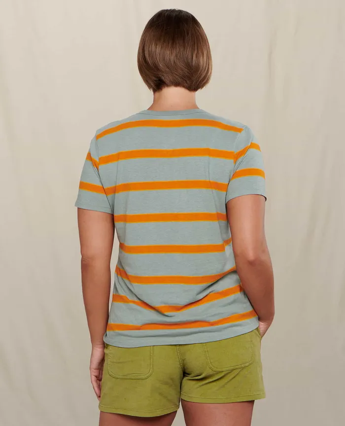 ToadandCo Tops and TShirts Women8217s Women8217s Grom Ringer Crew Pale Slate Wide Stripe