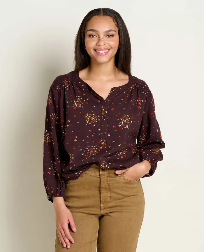 Tops and TShirts ToadandCo Women8217s Manzana Long Sleeve Peasant Top Carob Floral Print
