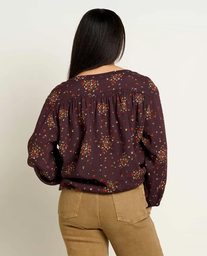 Tops and TShirts ToadandCo Women8217s Manzana Long Sleeve Peasant Top Carob Floral Print