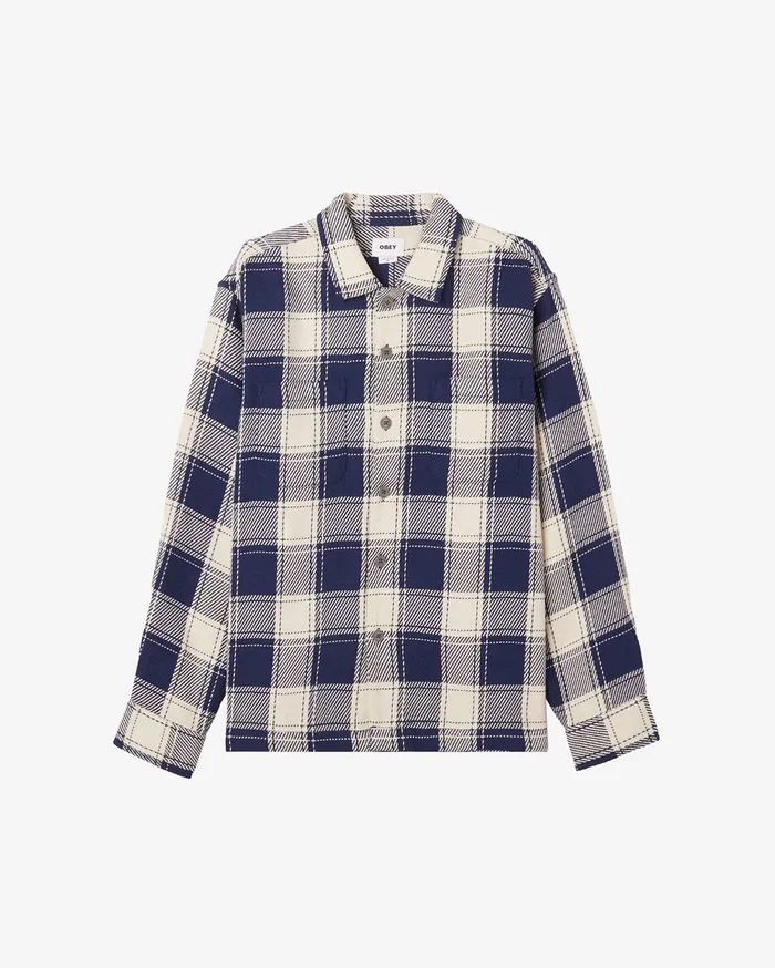 TOPS OBEY Clothing Men ECHOS SHIRT Academy Navy Multi