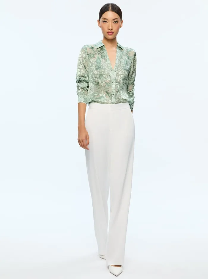 Tops Women Alice Olivia Eloise Button Down Vanity Pistachio
