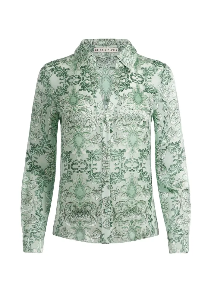 Tops Women Alice Olivia Eloise Button Down Vanity Pistachio