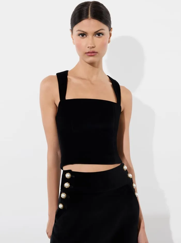 Tops Women Alice Olivia Keria Velvet Tank Black