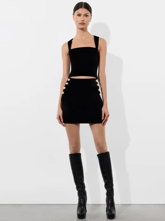 Tops Women Alice Olivia Keria Velvet Tank Black