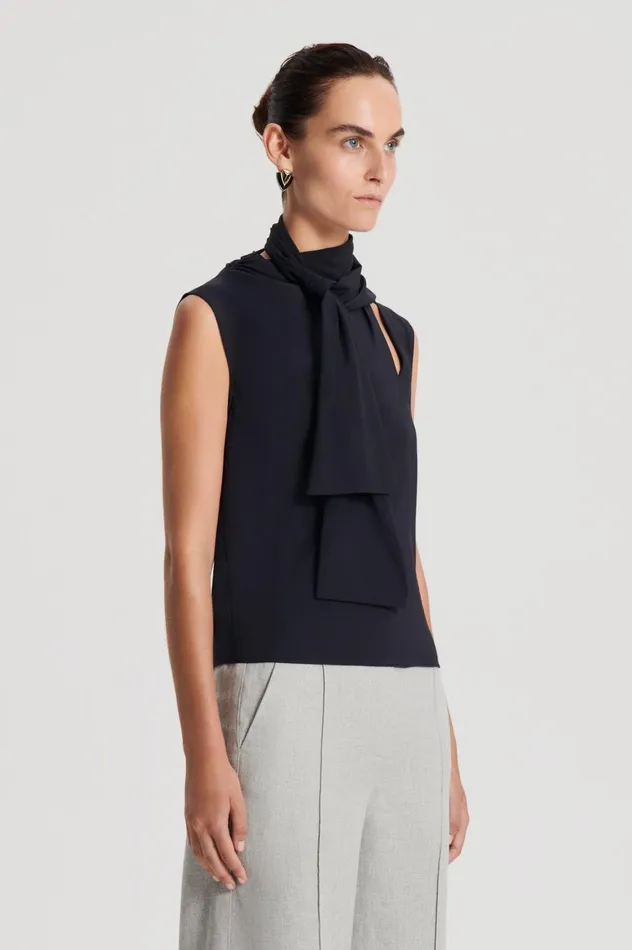 Tops Women Scanlan Theodore SILK CRAVAT TANK Navy