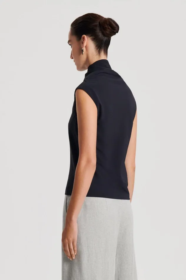 Tops Women Scanlan Theodore SILK CRAVAT TANK Navy
