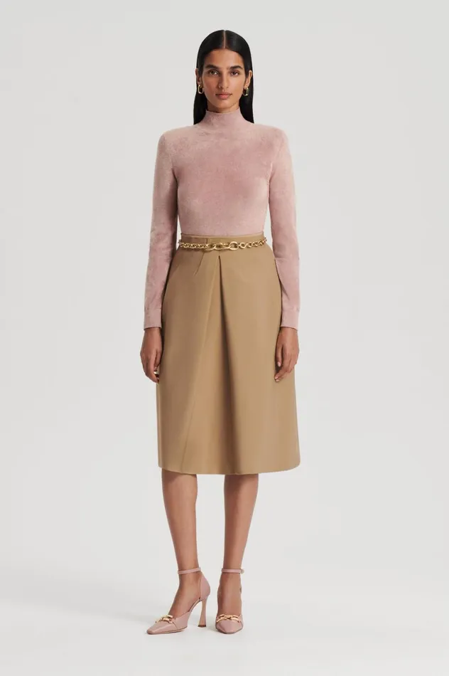 Tops Women Scanlan Theodore VELVET SHOULDER PAD SWEATER Nude