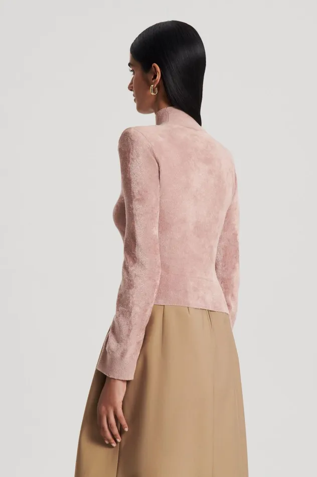 Tops Women Scanlan Theodore VELVET SHOULDER PAD SWEATER Nude