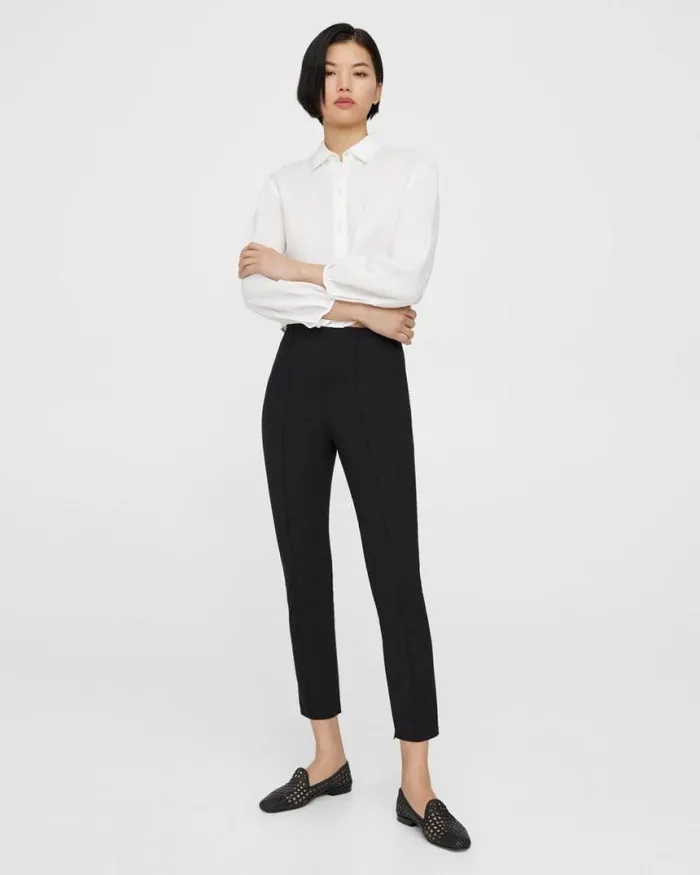 Tops Women Theory Pleated Shirt In Relaxed Linen White Tops Women Theory Pleated Shirt In Relaxed Linen White