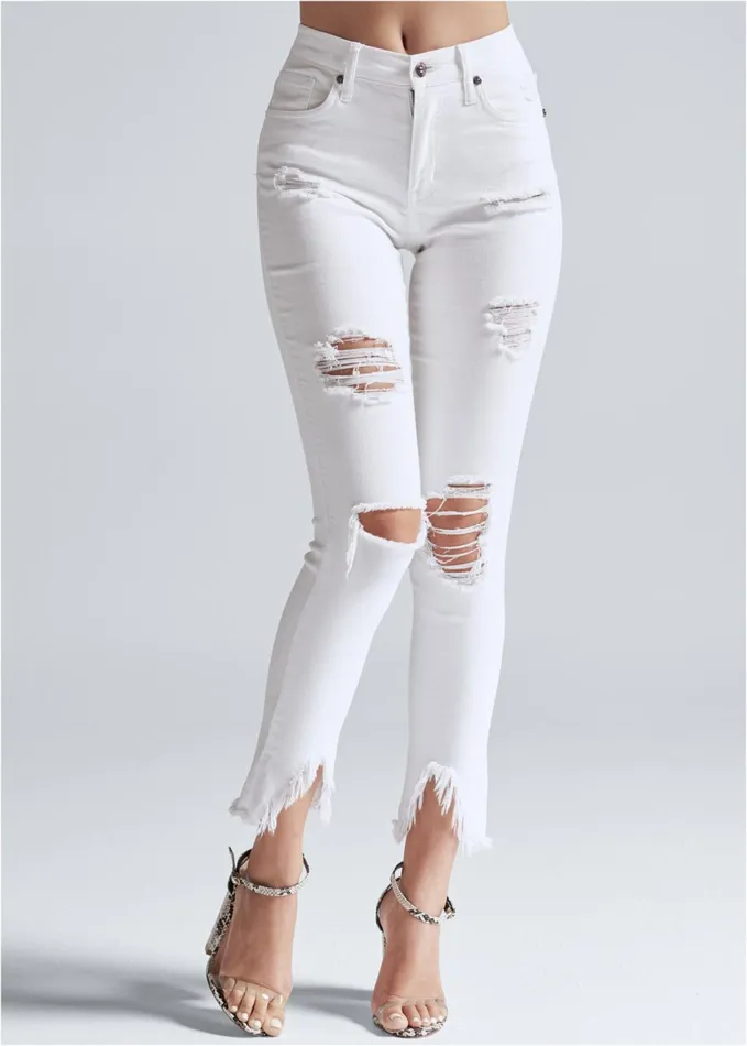 TRIANGLE HEM JEANS White Women VENUS Skinny