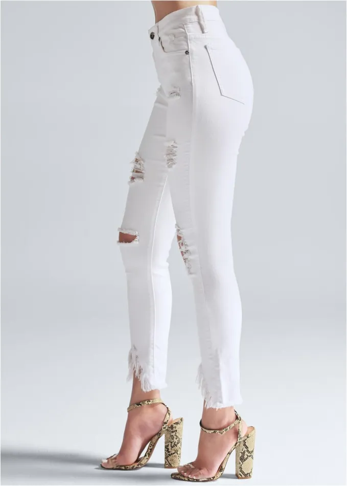 TRIANGLE HEM JEANS White Women VENUS Skinny