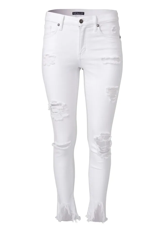 TRIANGLE HEM JEANS White Women VENUS Skinny